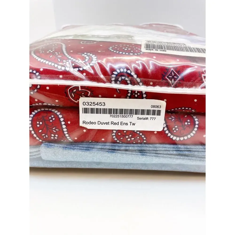 Ethan Allen Rodeo Duvet Country Bandana Paisley Denim Western Sham Twin NWT